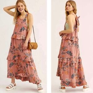 EUC Free People Anita Pink Floral Maxi Dress